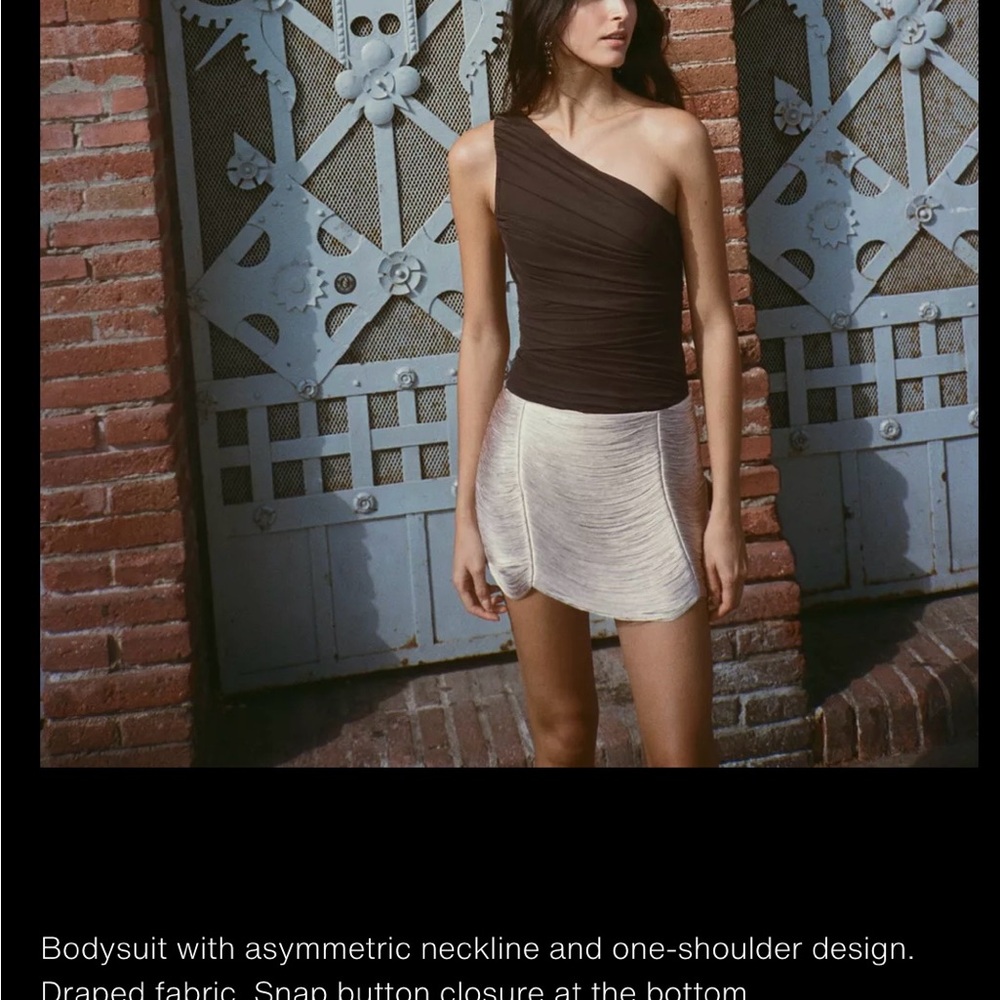 Zara Asymmetrical One-Shoulder Bodysuit size S